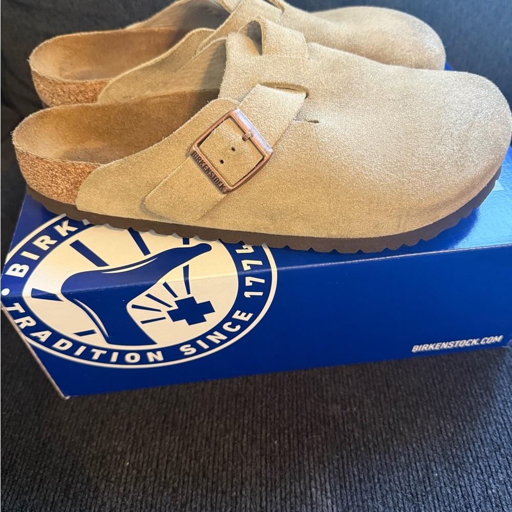 Birkenstock Boston Taupe Suede Clogs 41 / 10 - Picture 3 of 9